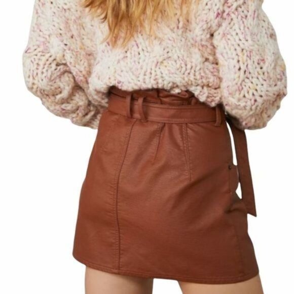 Free People East of Eden Vegan Leather Mini Skirt, Size 27 NWT - Picture 3 of 11